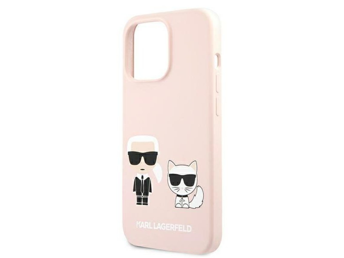Funda de silicona Karl Lagerfeld Ikonik Karl&Choupette MagSafe para iPhone 13 Pro Max - Rosa claro