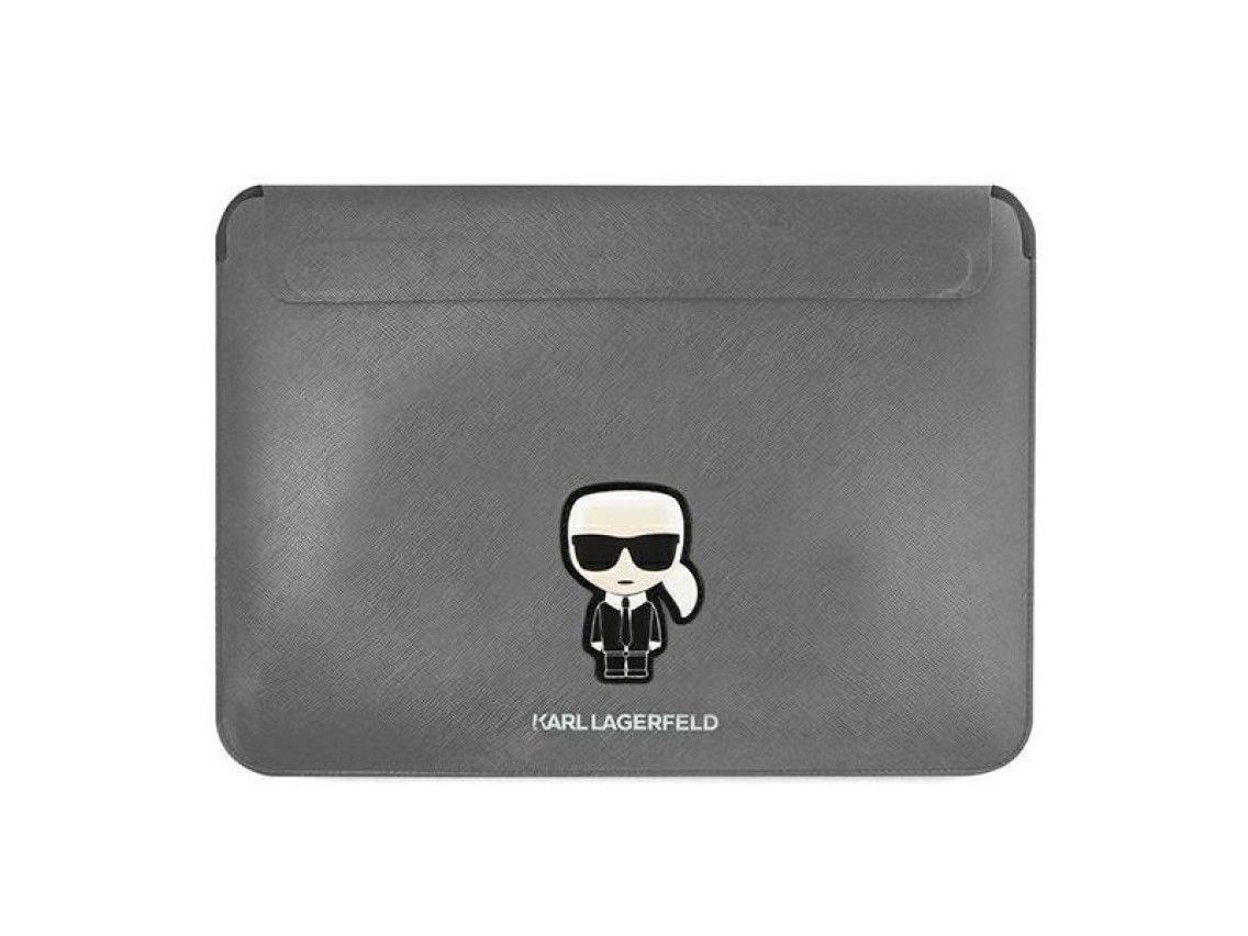 Capa Karl Lagerfeld Saffiano Ikonik Karl para laptop de 16" - prata