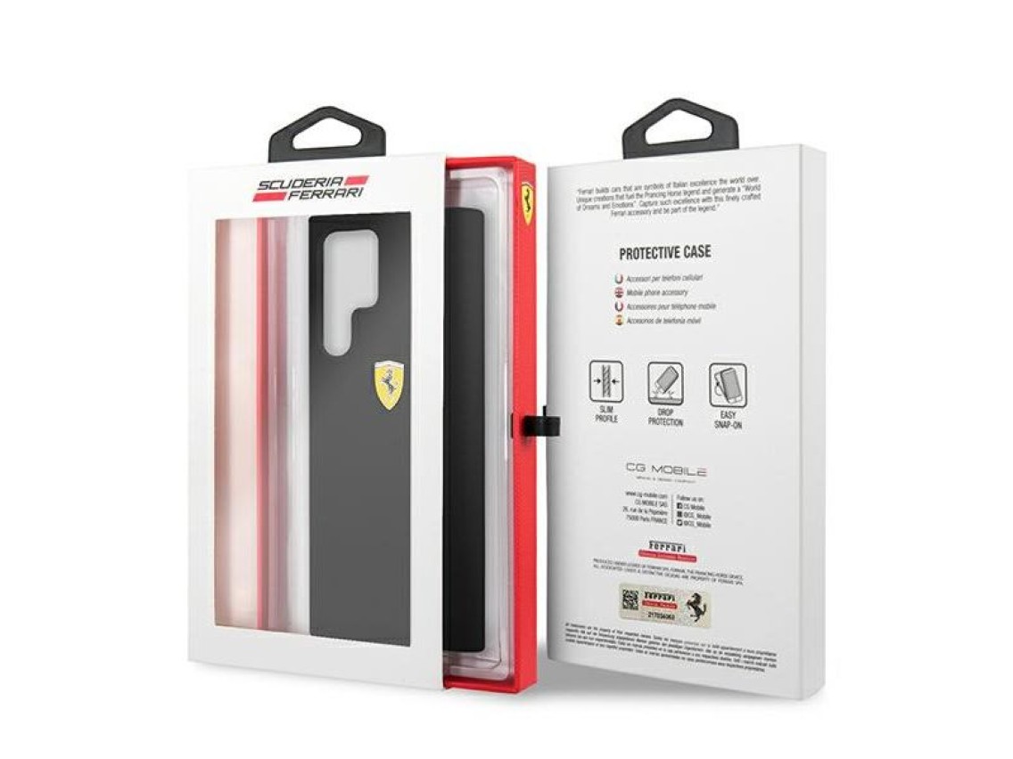 Ferrari FESSIHCS22LBK S22 Ultra S908 capa rígida preta/preta On Track Silicone