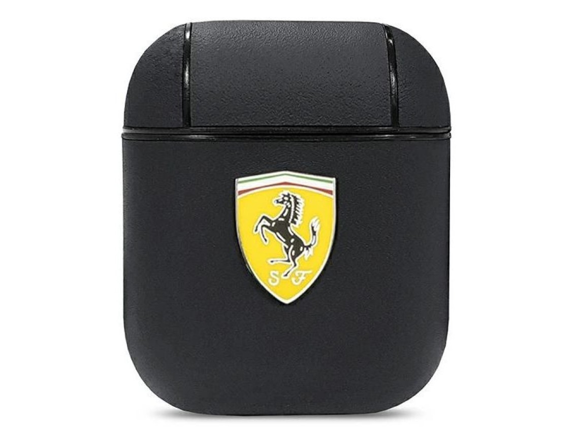 Funda para AirPods Ferrari FESA2LEBK negra/negra de cuero On Track
