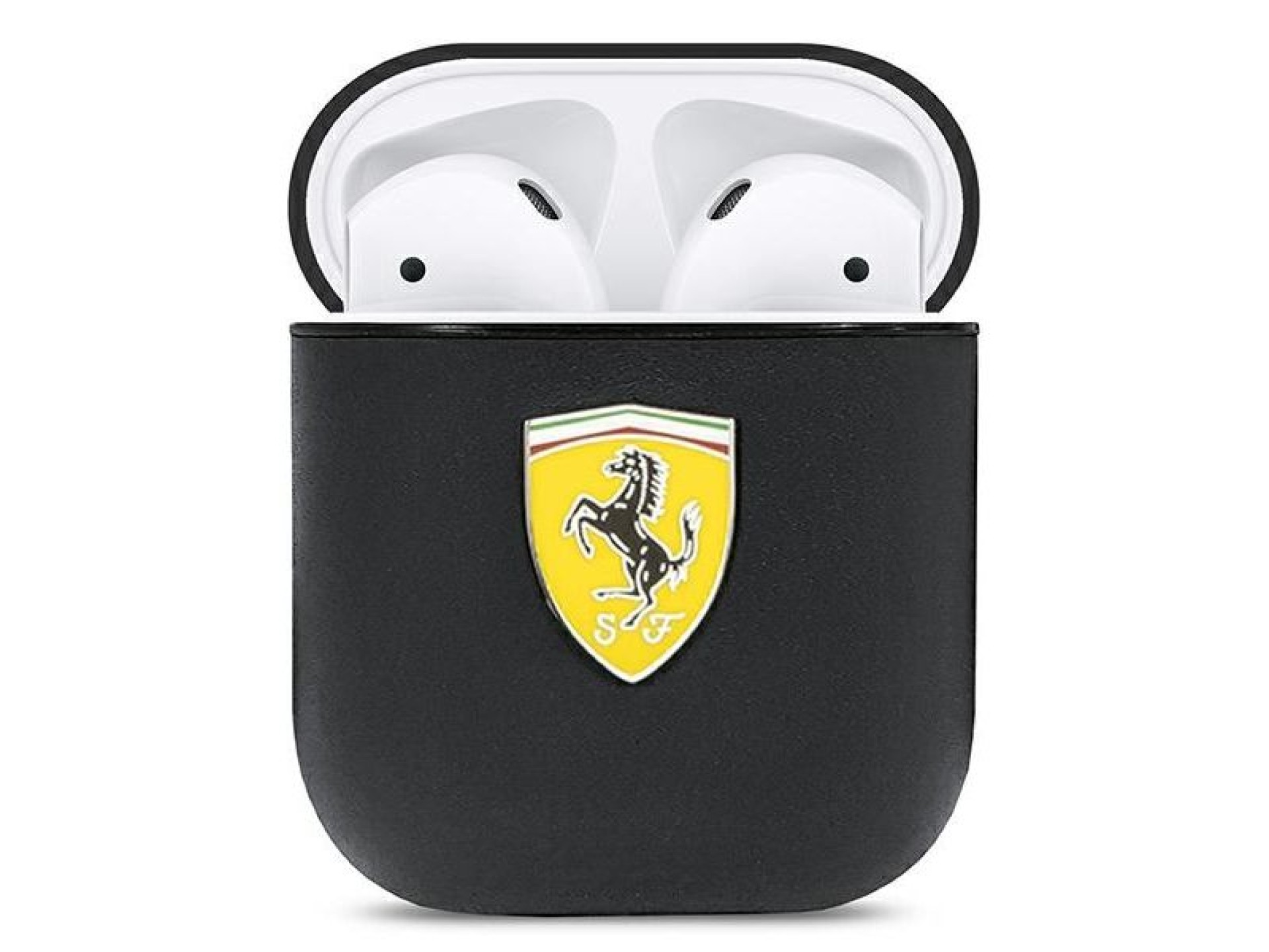 Funda para AirPods Ferrari FESA2LEBK negra/negra de cuero On Track