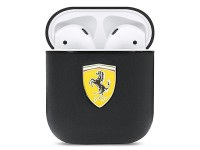 Funda para AirPods Ferrari FESA2LEBK negra/negra de cuero On Track