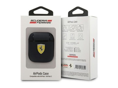 Funda para AirPods Ferrari FESA2LEBK negra/negra de cuero On Track