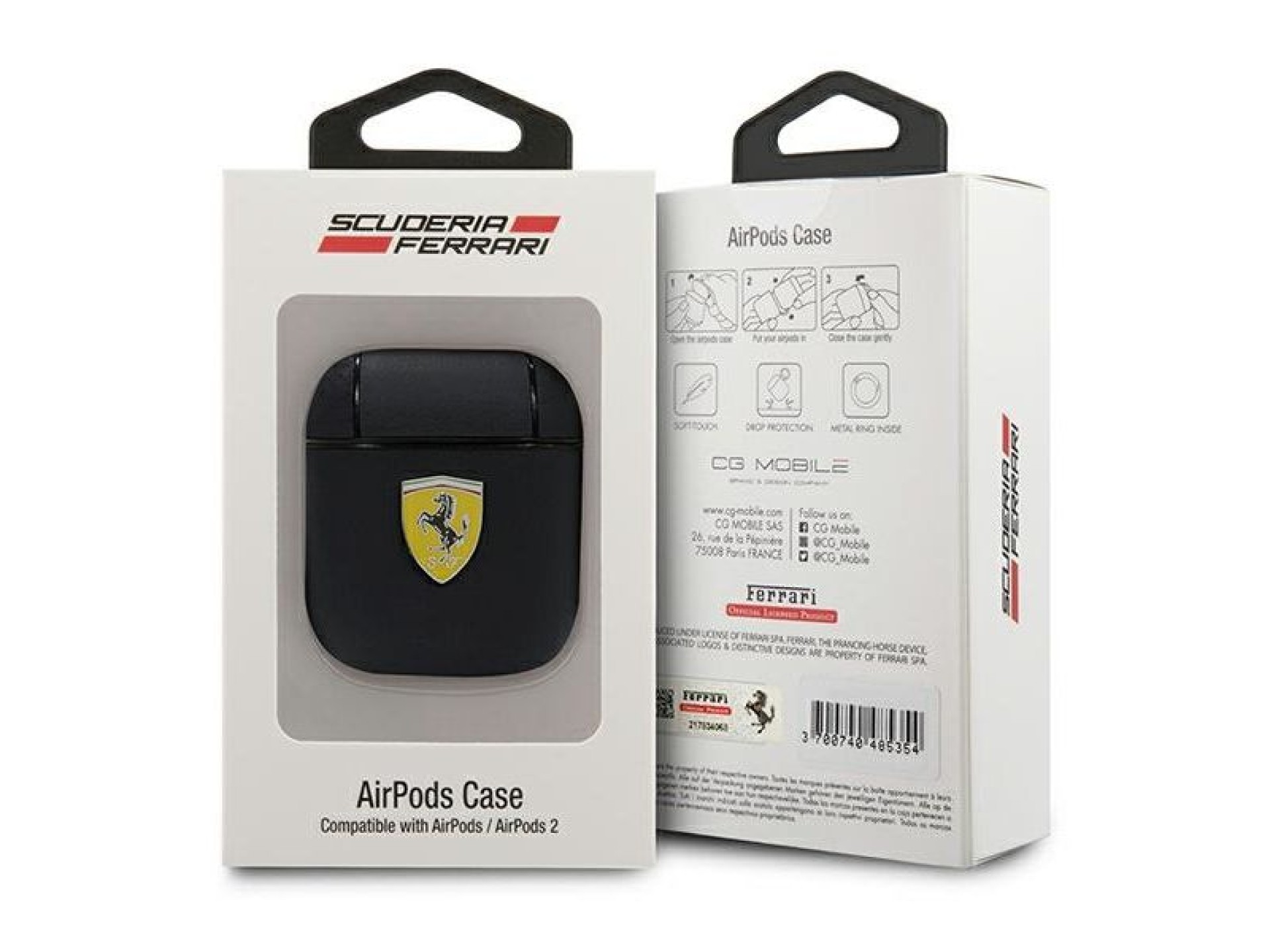 Funda para AirPods Ferrari FESA2LEBK negra/negra de cuero On Track