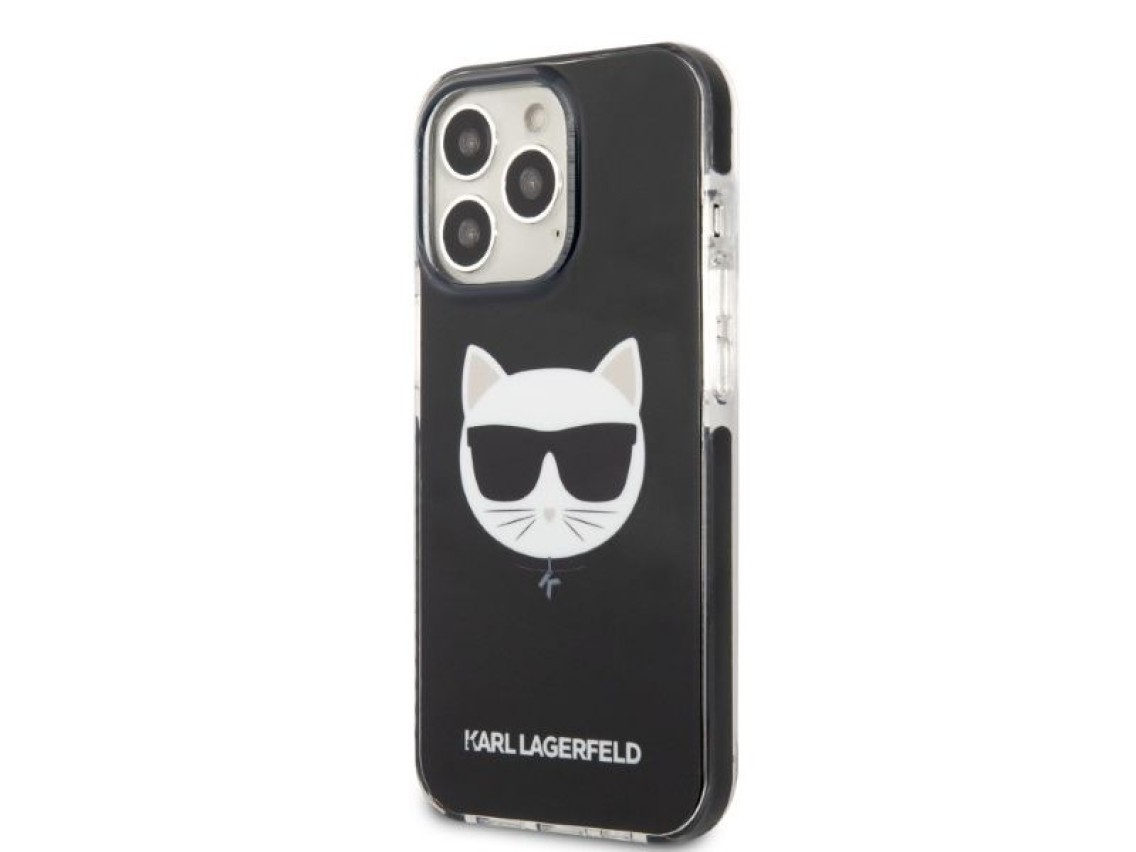Karl Lagerfeld KLHCP13LTPECK Capa r�gida preta/preta para iPhone 13 Pro / 13 de 6,1" com estampa de 