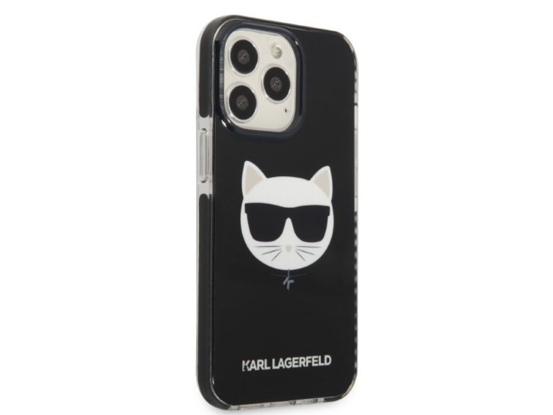 Karl Lagerfeld KLHCP13LTPECK Capa r�gida preta/preta para iPhone 13 Pro / 13 de 6,1" com estampa de 