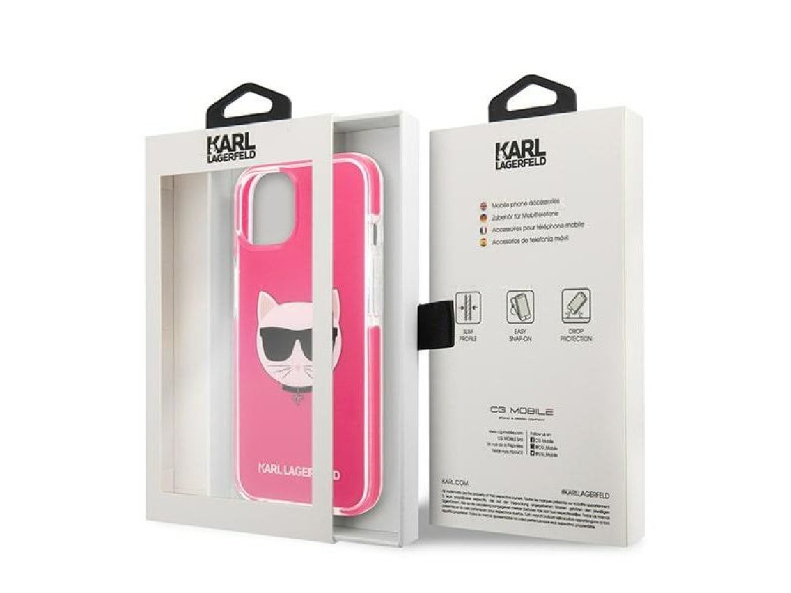 Karl Lagerfeld Choupette Head case for iPhone 13 - fuchsia