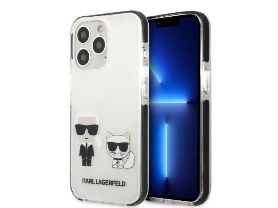 Funda rígida Karl Lagerfeld KLHCP13LTPEKCW para iPhone 13 Pro / 13 de 6,1" blanca/blanca Karl&Choupe