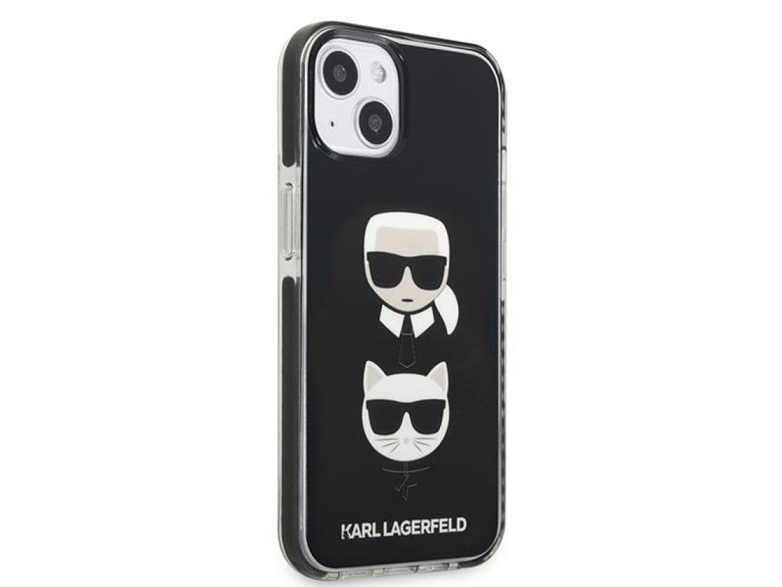 Karl Lagerfeld KLHCP13STPE2TK iPhone 13 mini 5,4" carcasa rígida negra / negra Karl & Choupette Head