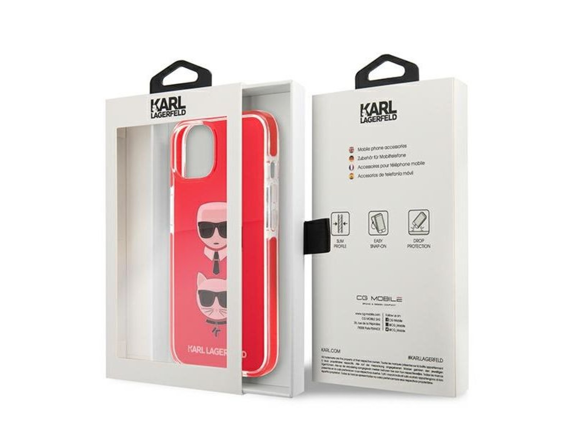 Capa Karl Lagerfeld Karl&Choupette Head para iPhone 13 mini - Vermelha