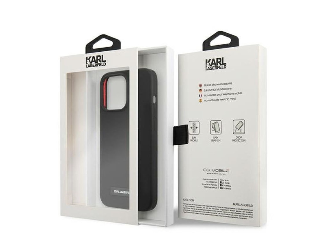 Capa de silicone Karl Lagerfeld para iPhone 13 Pro / iPhone 13 - Preta