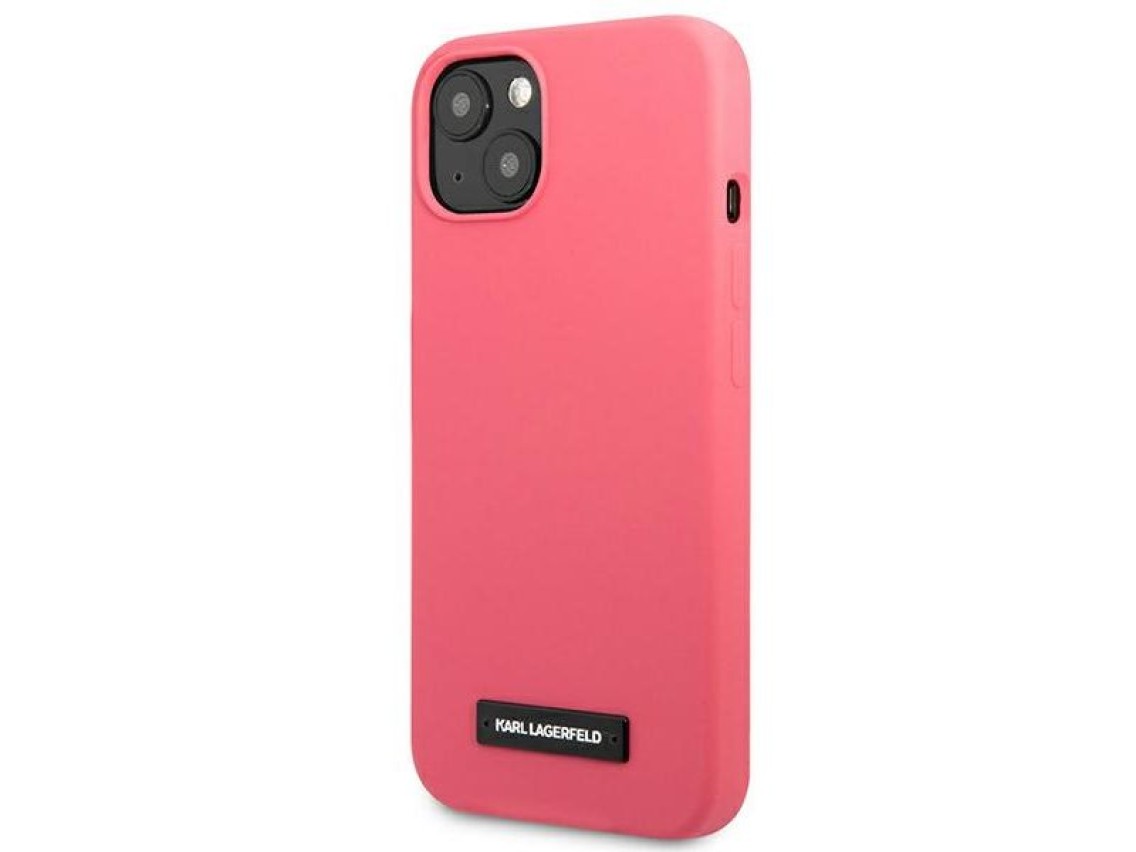 Karl Lagerfeld Silicone Plaque iPhone 13 Case - Fuchsia
