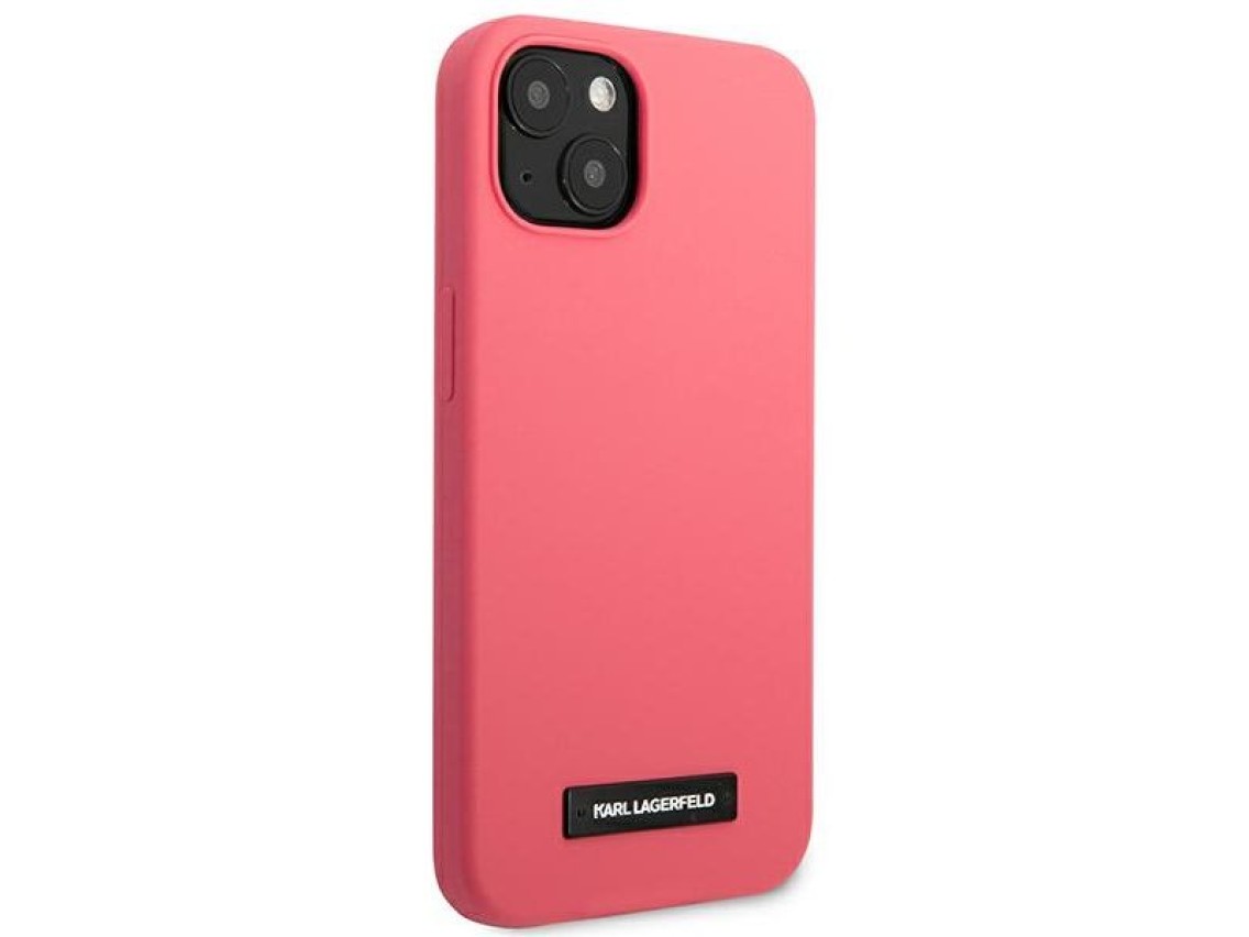 Karl Lagerfeld Silicone Plaque iPhone 13 Case - Fuchsia