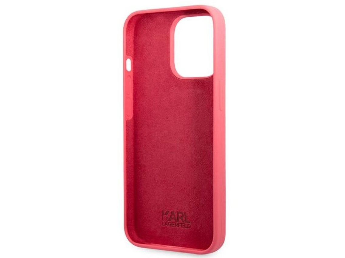 Karl Lagerfeld Silicone Plaque Case for iPhone 13 Pro / iPhone 13 - Fuchsia