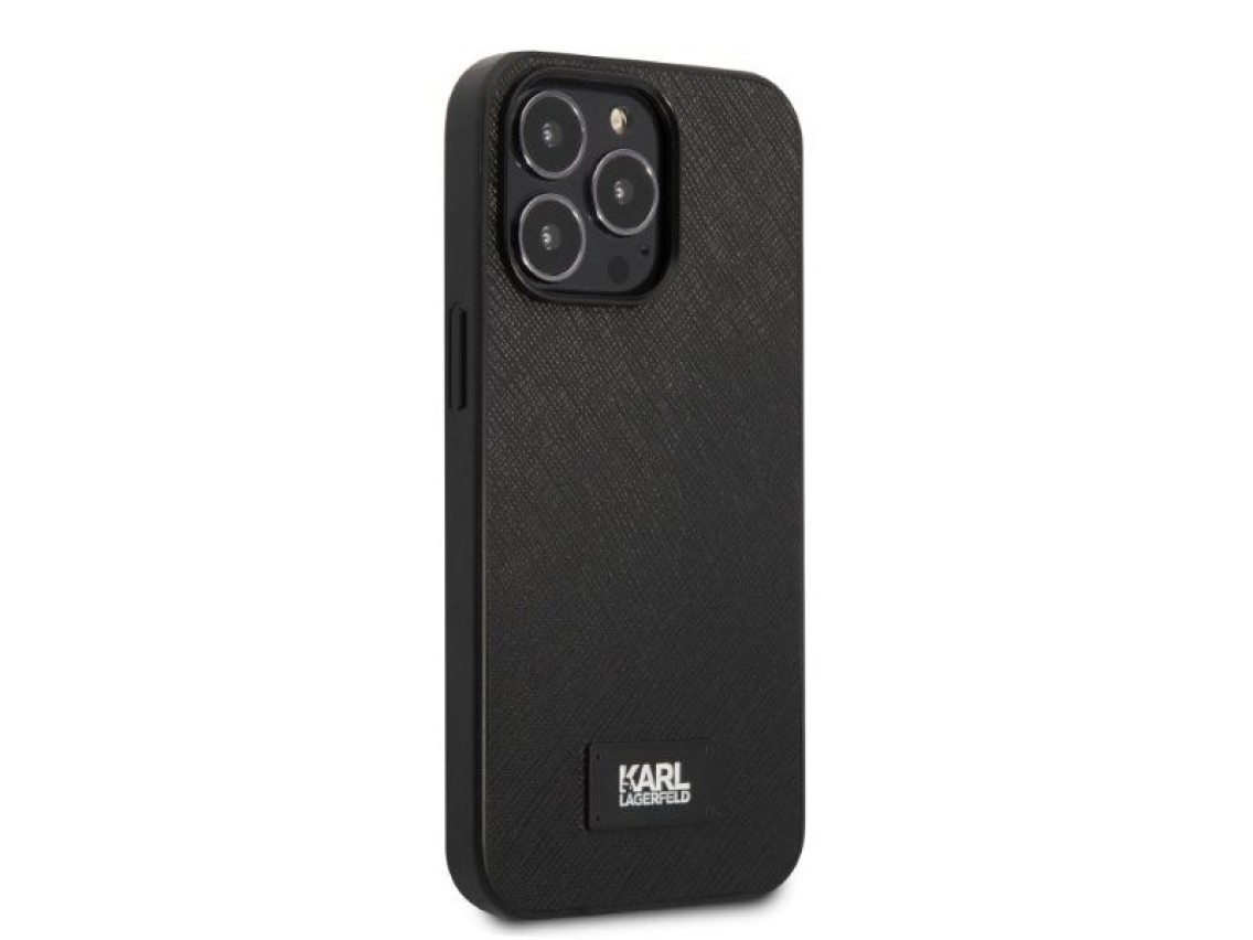 Karl Lagerfeld KLHCP13LSFMP2K iPhone 13 Pro / 13 6.1" estuche rígido negro/negro Saffiano Placa
