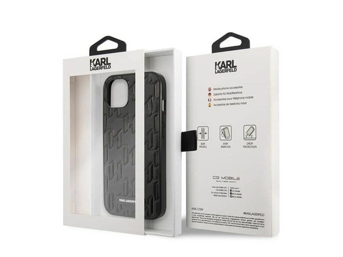 Karl Lagerfeld KLHCP13SMNMP1K iPhone 13 mini 5,4" carcasa r�gida negra / placa Monogram negra