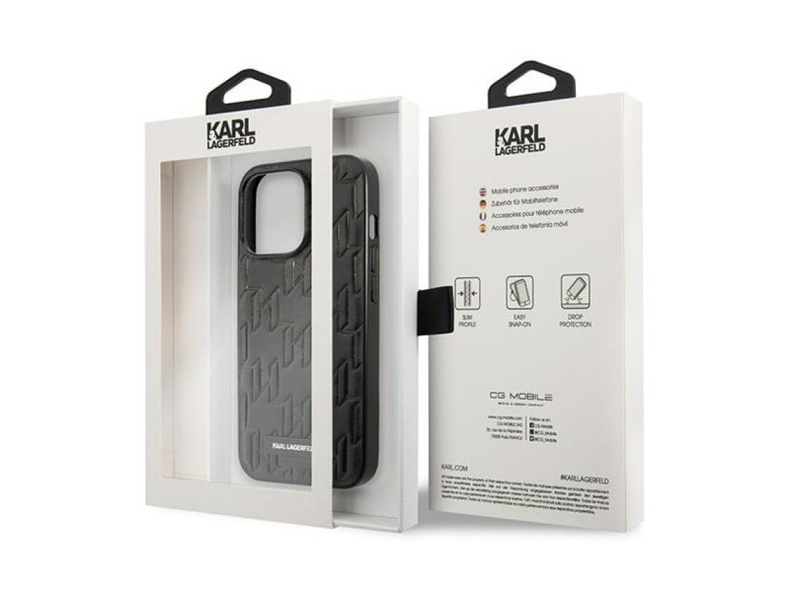 Karl Lagerfeld KLHCP13LMNMP1K iPhone 13 Pro / 13 6.1" carcasa rígida negra / placa Monogram negra