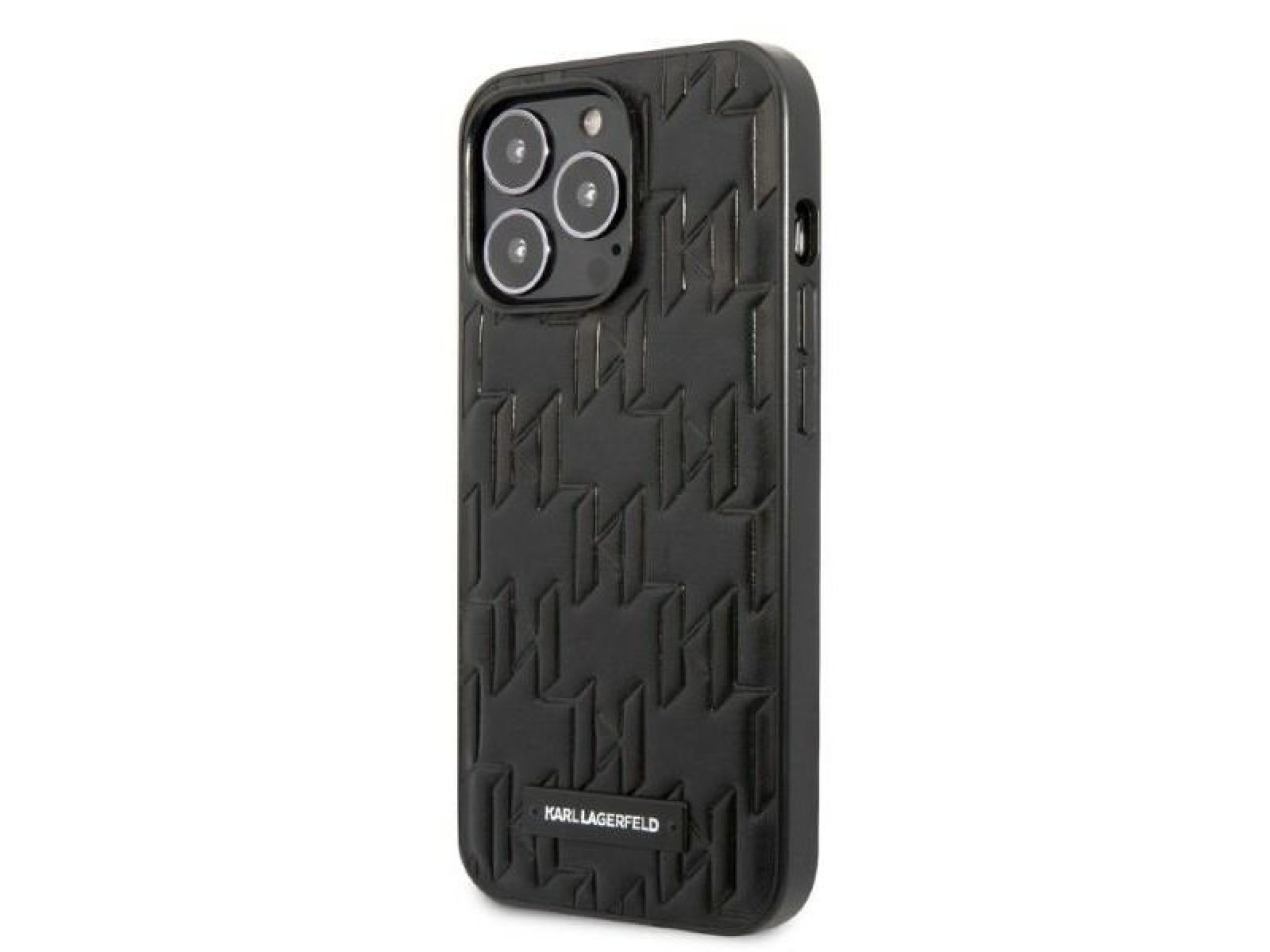 Funda con placa de monograma de Karl Lagerfeld para iPhone 13 Pro Max - Negra