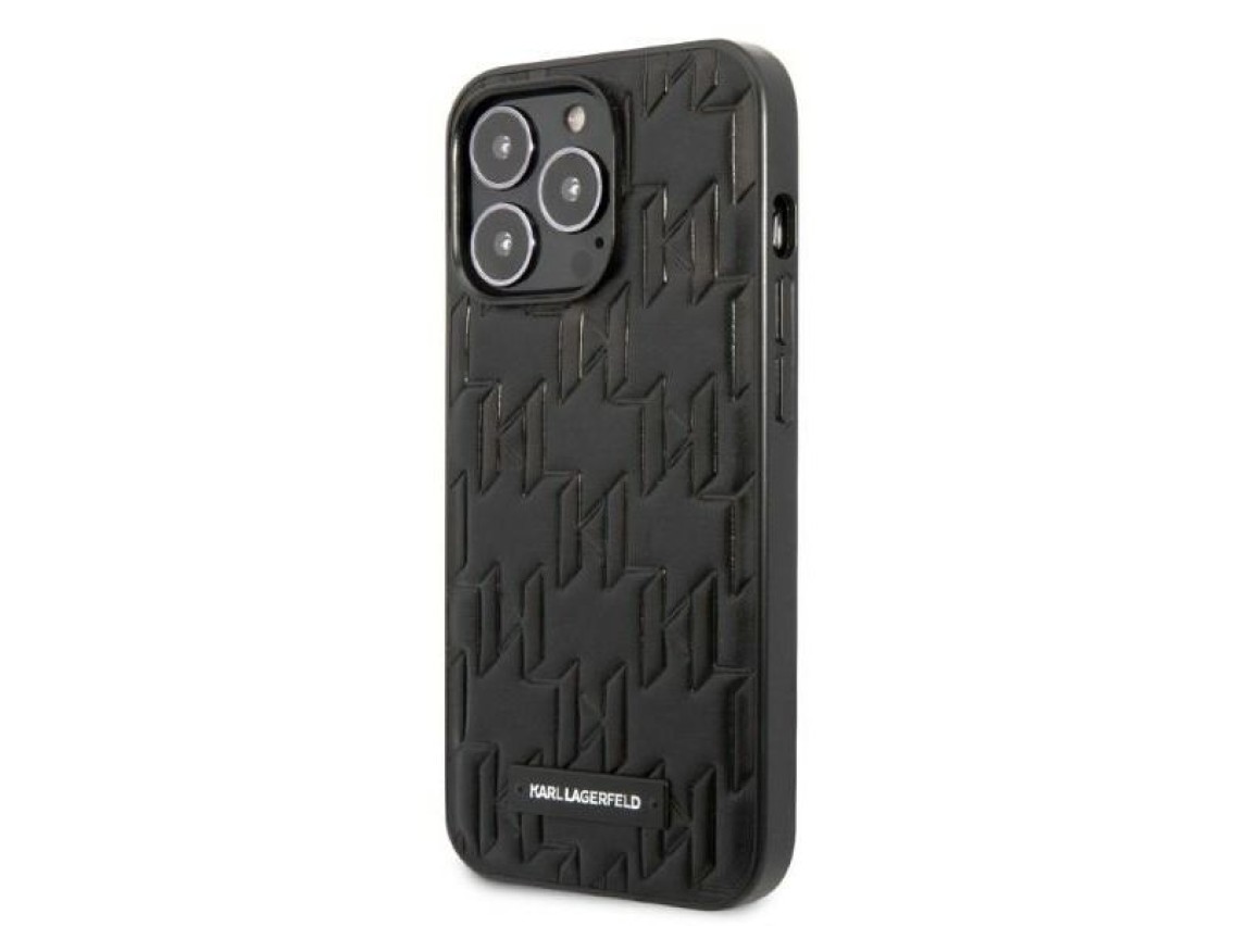 Funda con placa de monograma de Karl Lagerfeld para iPhone 13 Pro Max - Negra