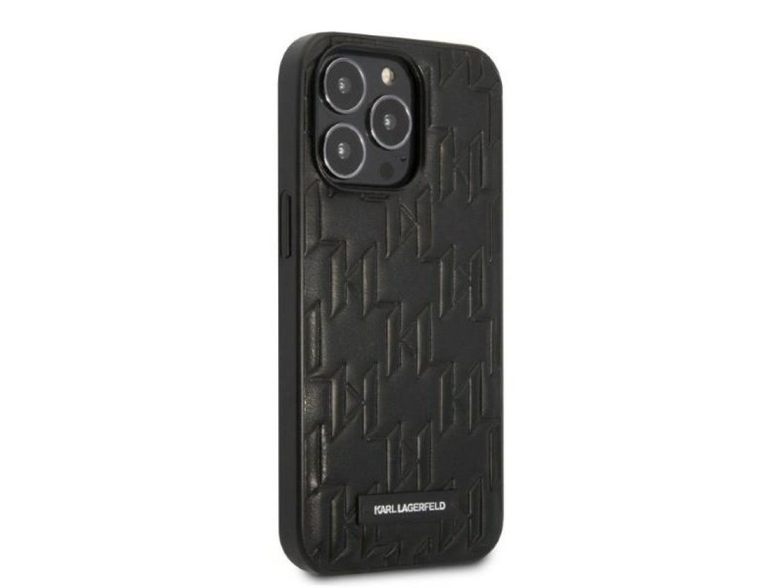 Funda con placa de monograma de Karl Lagerfeld para iPhone 13 Pro Max - Negra