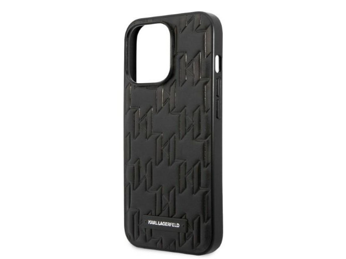 Funda con placa de monograma de Karl Lagerfeld para iPhone 13 Pro Max - Negra