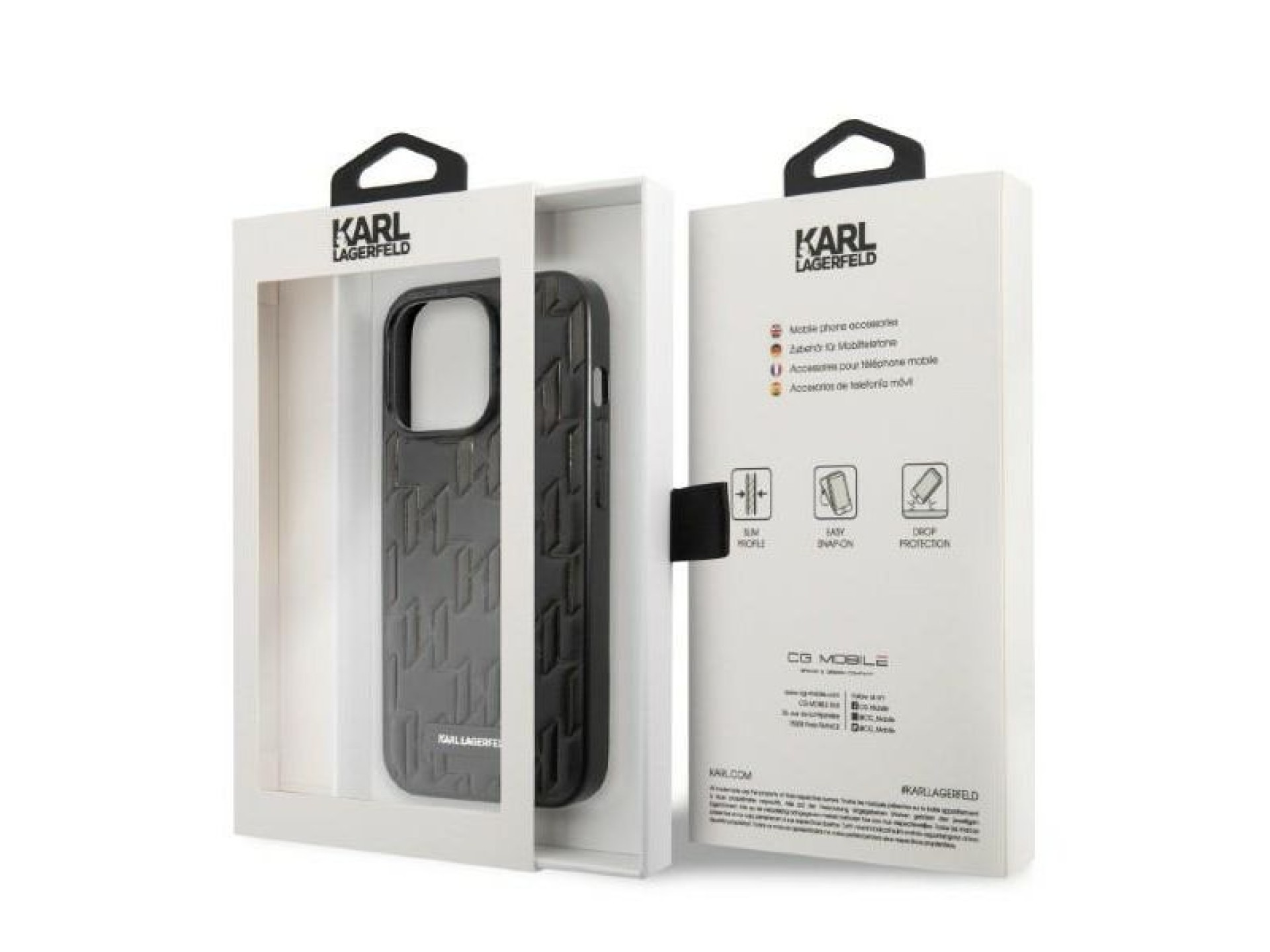 Funda con placa de monograma de Karl Lagerfeld para iPhone 13 Pro Max - Negra