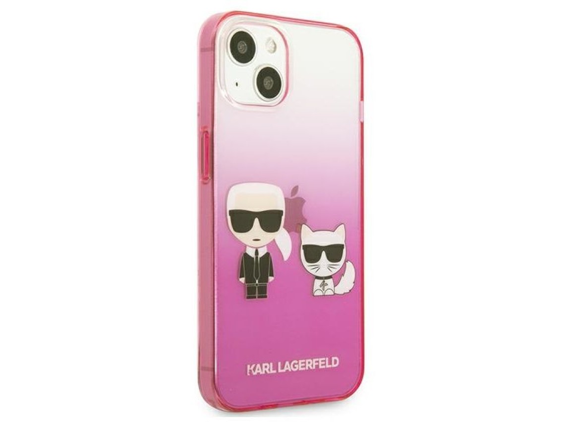 Capa Karl Lagerfeld Gradient Ikonik Karl&Choupette para iPhone 13 mini - Rosa