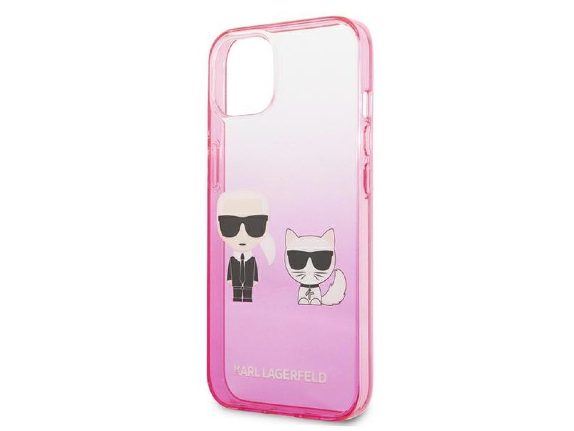 Capa Karl Lagerfeld Gradient Ikonik Karl&Choupette para iPhone 13 mini - Rosa