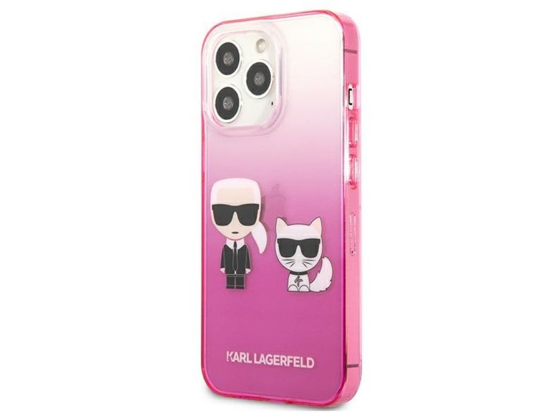 Funda Karl Lagerfeld Gradient Ikonik Karl&Choupette para iPhone 13 Pro / iPhone 13 - Rosa
