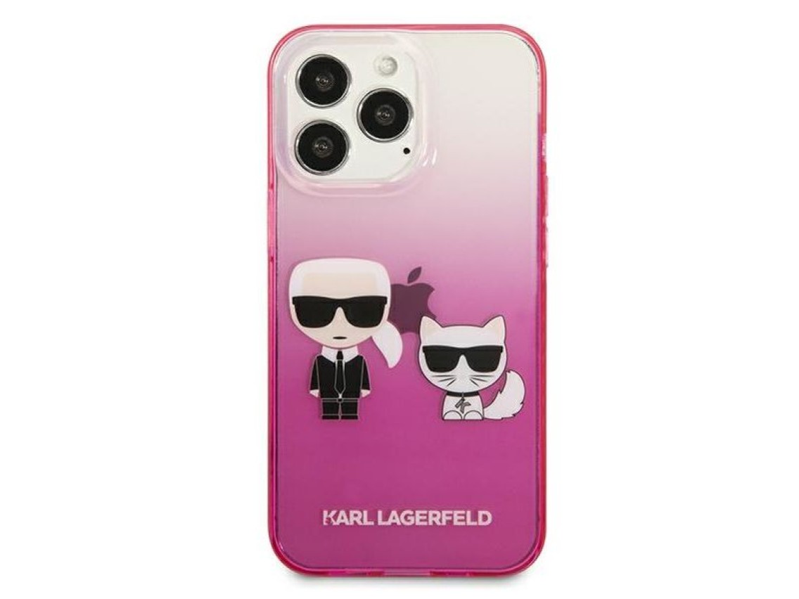 Funda Karl Lagerfeld Gradient Ikonik Karl&Choupette para iPhone 13 Pro / iPhone 13 - Rosa