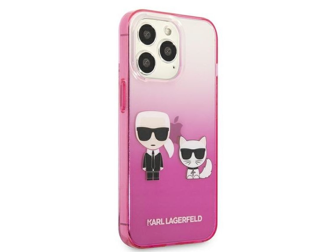 Funda Karl Lagerfeld Gradient Ikonik Karl&Choupette para iPhone 13 Pro / iPhone 13 - Rosa