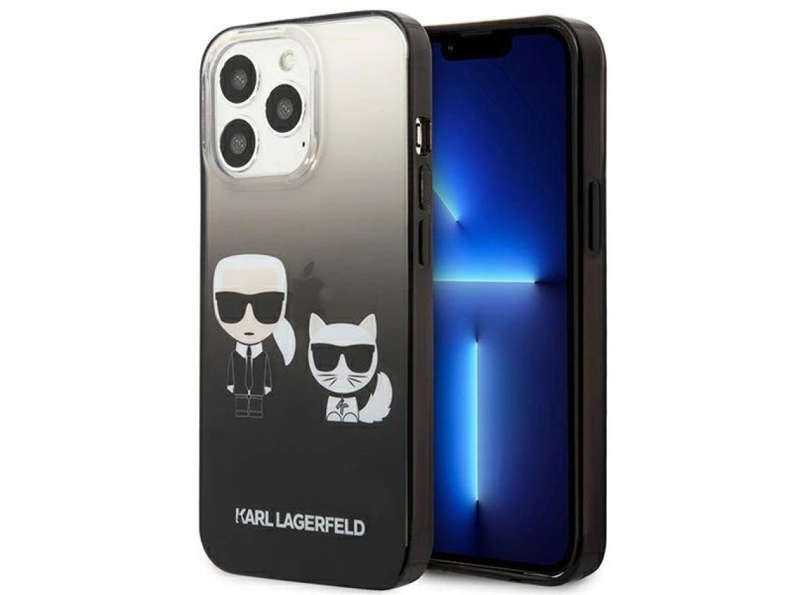 Capa Karl Lagerfeld Gradient Ikonik Karl&Choupette para iPhone 13 Pro / iPhone 13 - Preta