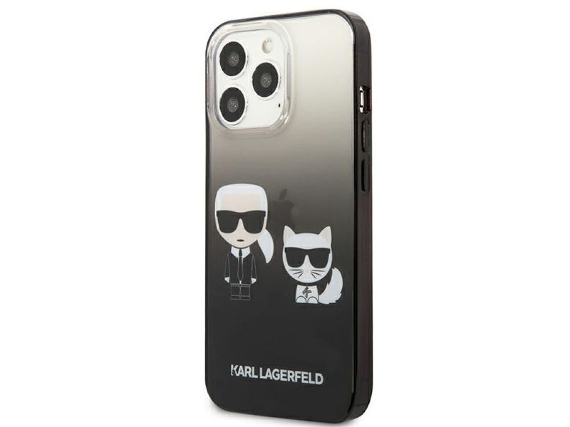 Capa Karl Lagerfeld Gradient Ikonik Karl&Choupette para iPhone 13 Pro / iPhone 13 - Preta