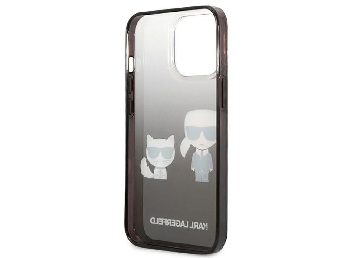 Capa Karl Lagerfeld Gradient Ikonik Karl&Choupette para iPhone 13 Pro / iPhone 13 - Preta