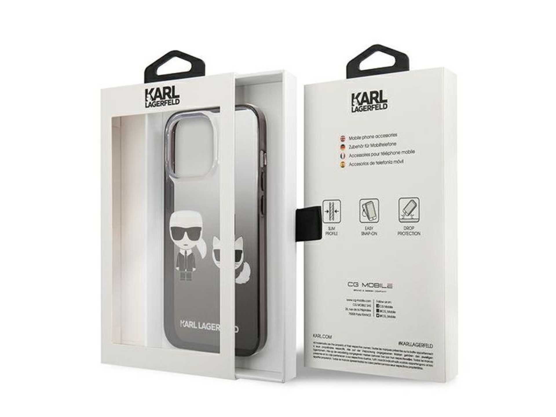 Capa Karl Lagerfeld Gradient Ikonik Karl&Choupette para iPhone 13 Pro / iPhone 13 - Preta