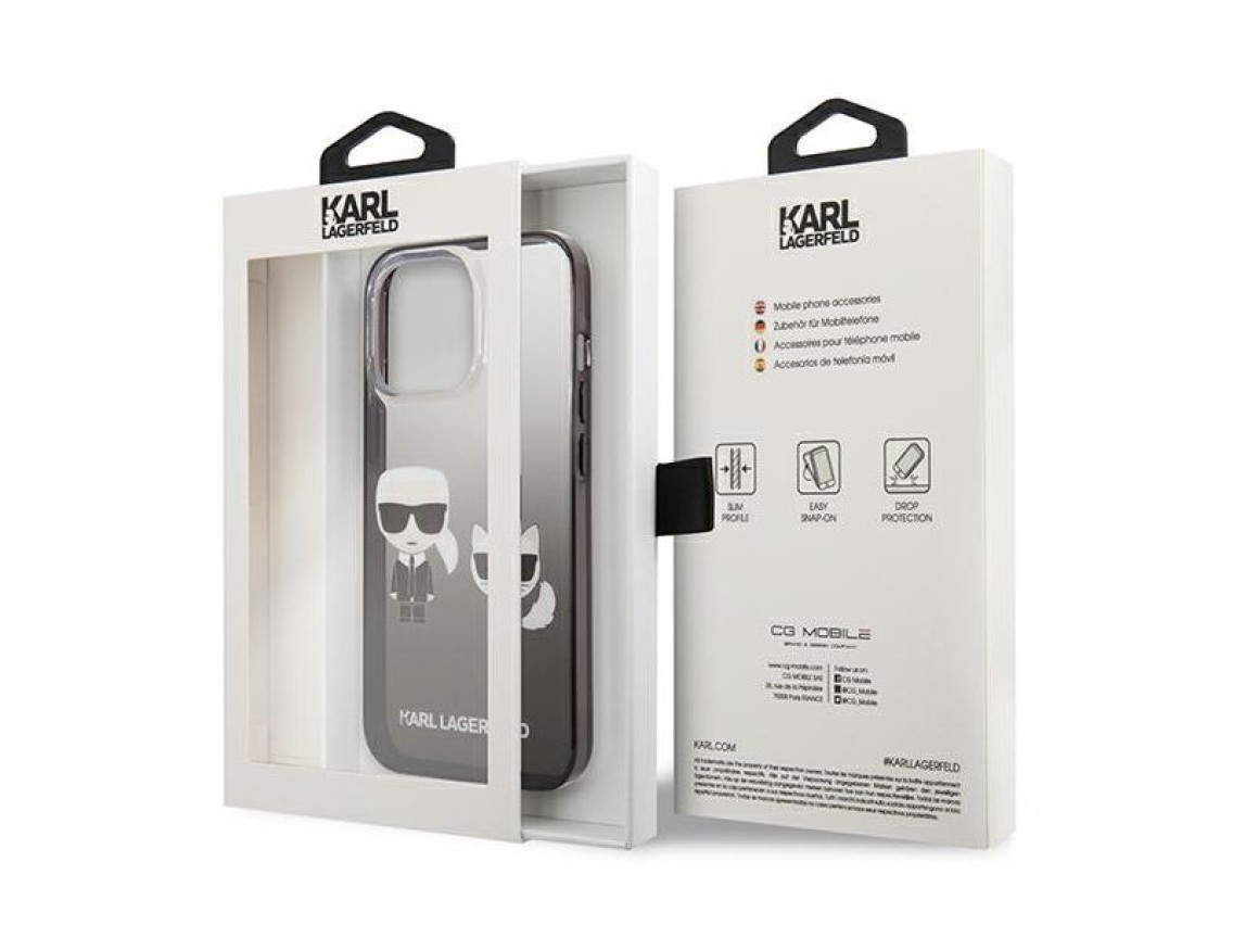 Capa Karl Lagerfeld Gradient Ikonik Karl&Choupette para iPhone 13 Pro / iPhone 13 - Preta