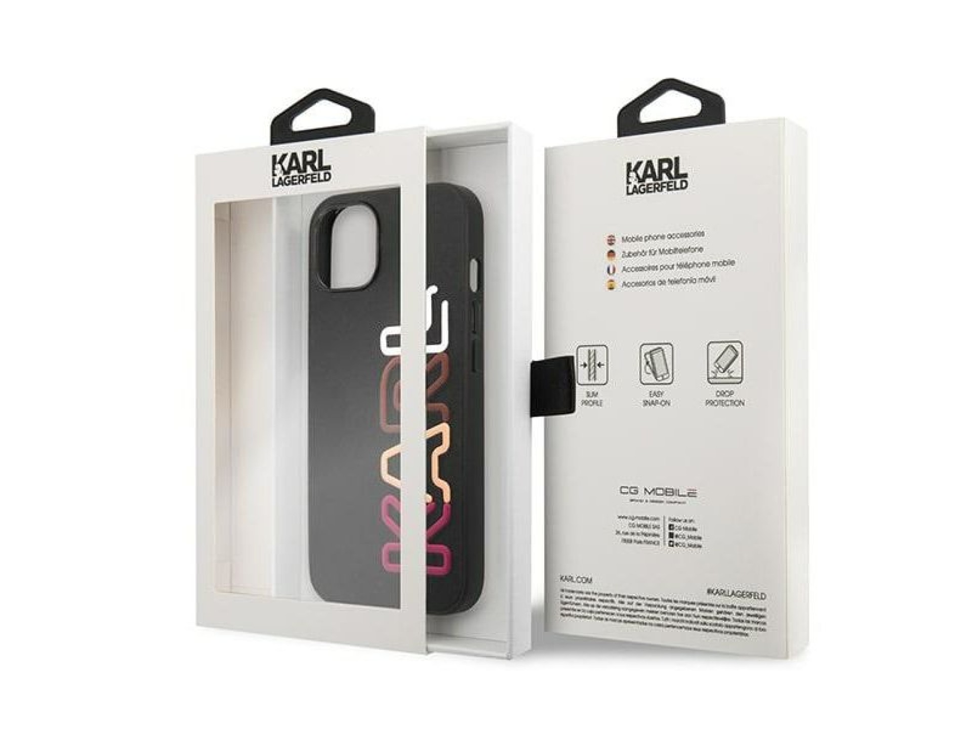 Funda para iPhone 13 de la marca Karl Lagerfeld Multipink - Negra