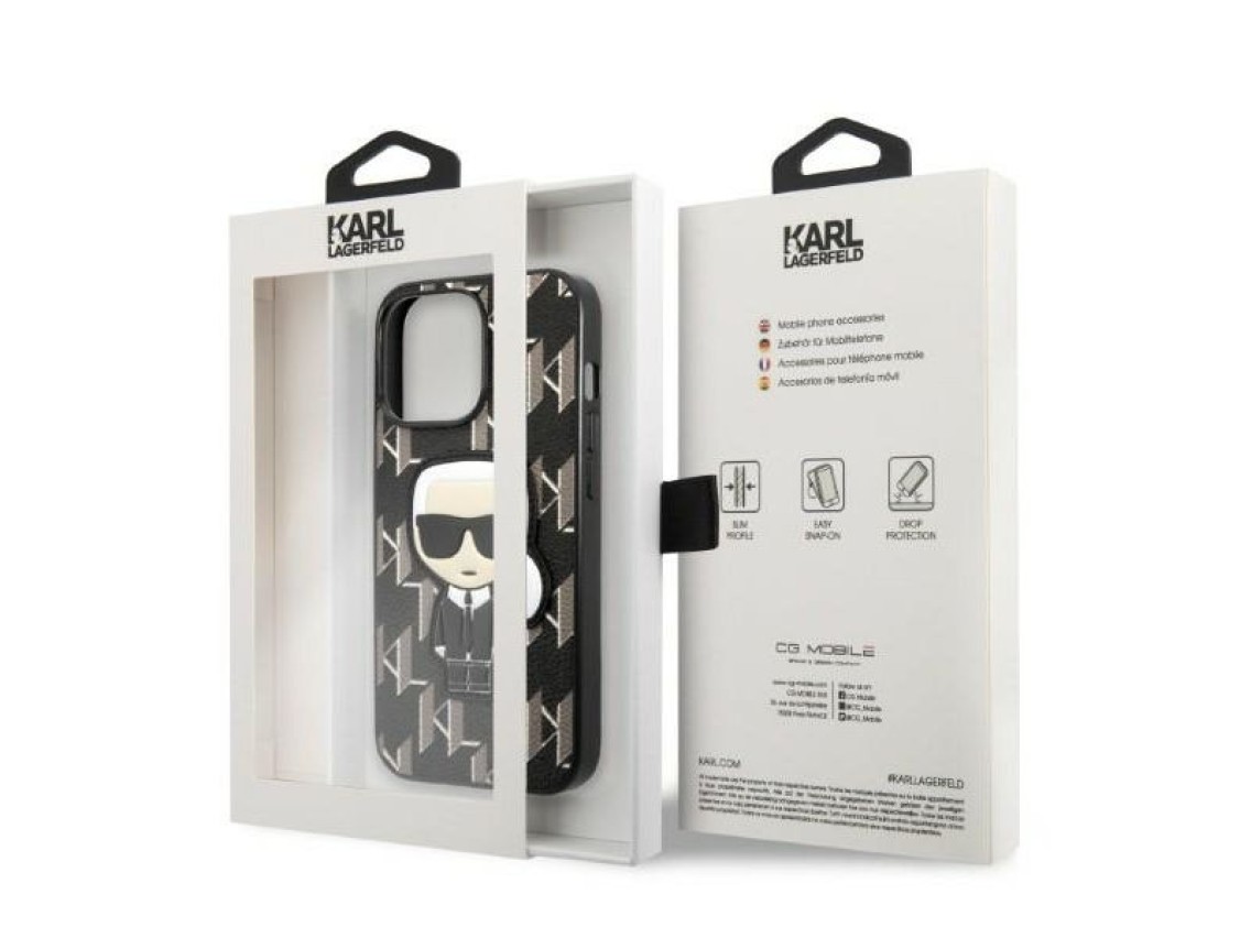 Karl Lagerfeld KLHCP13LPMNIKBK iPhone 13 Pro / 13 6.1" hardcase black/black Monogram Ikonik Patch