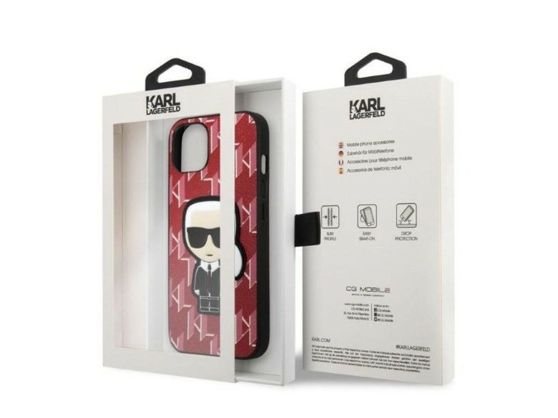 Karl Lagerfeld KLHCP13MPMNIKPI iPhone 13 6.1" carcasa r�gida rojo/rojo Monogram Ikonik Patch