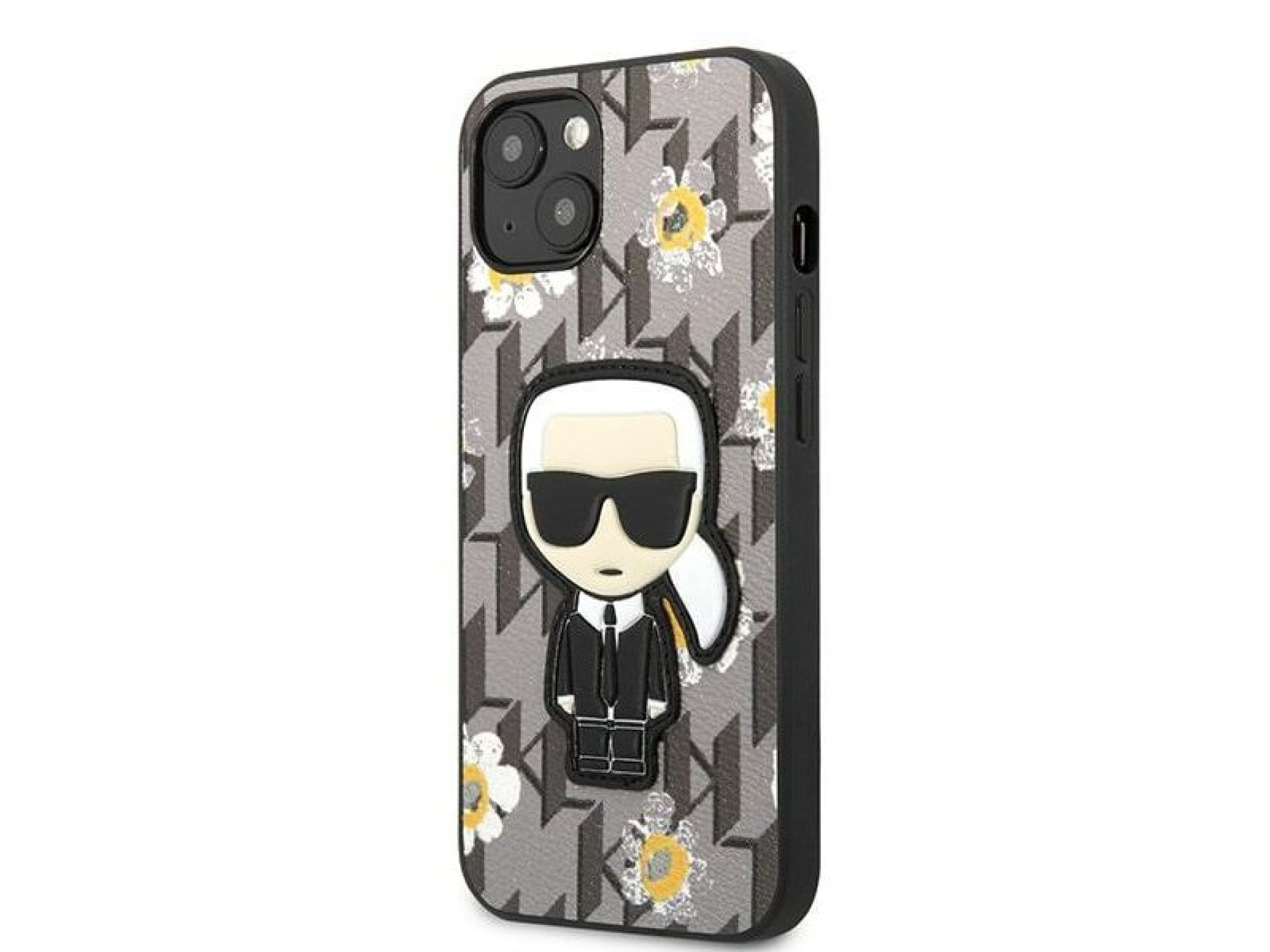 Capa Karl Lagerfeld Flower Ikonik Karl para iPhone 13 mini - cinza