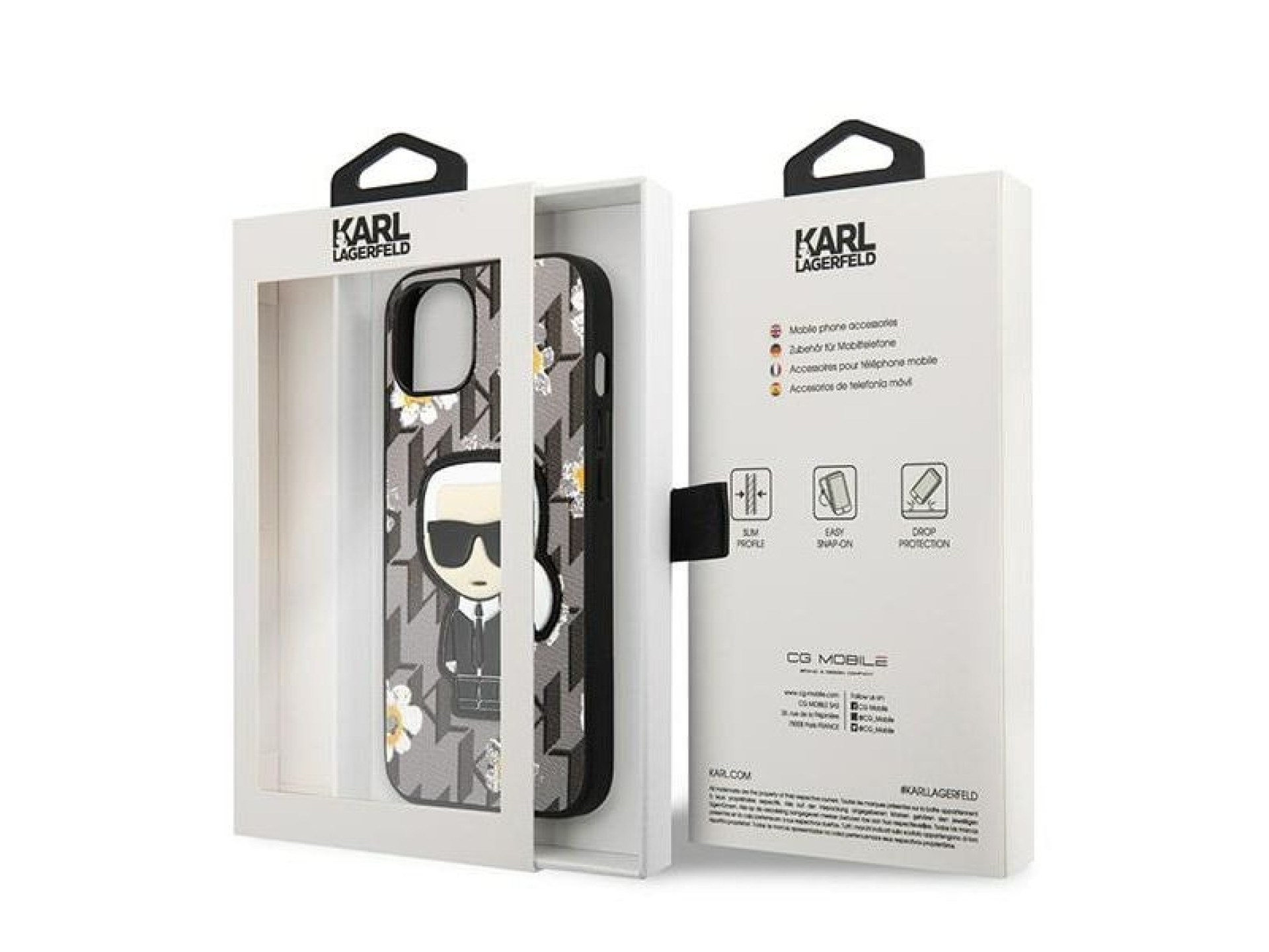 Capa Karl Lagerfeld Flower Ikonik Karl para iPhone 13 mini - cinza