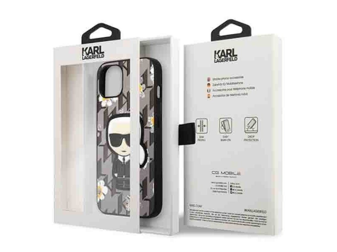 Karl Lagerfeld KLHCP13MPMNFIK1 iPhone 13 6.1" cinza/cinza Flor Ikonik Karl