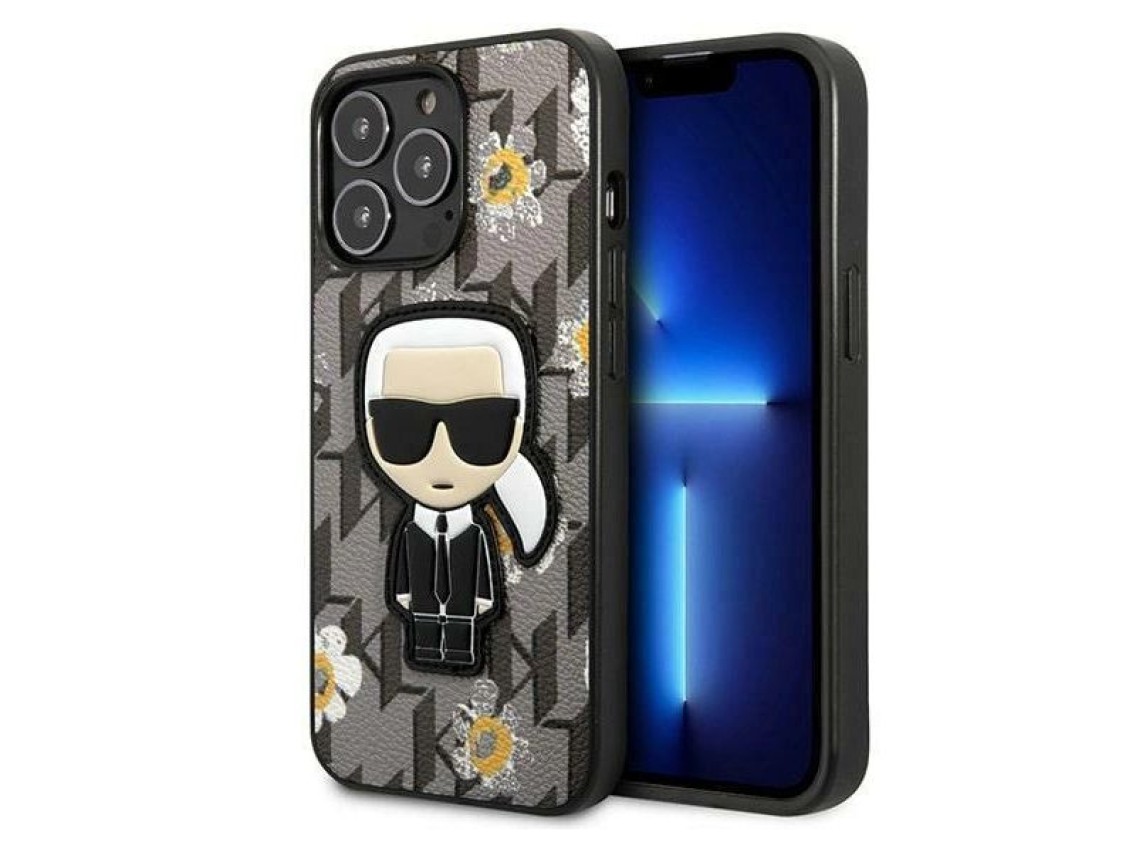 Karl Lagerfeld Flower Ikonik Karl case for iPhone 13 Pro / iPhone 13 - gray