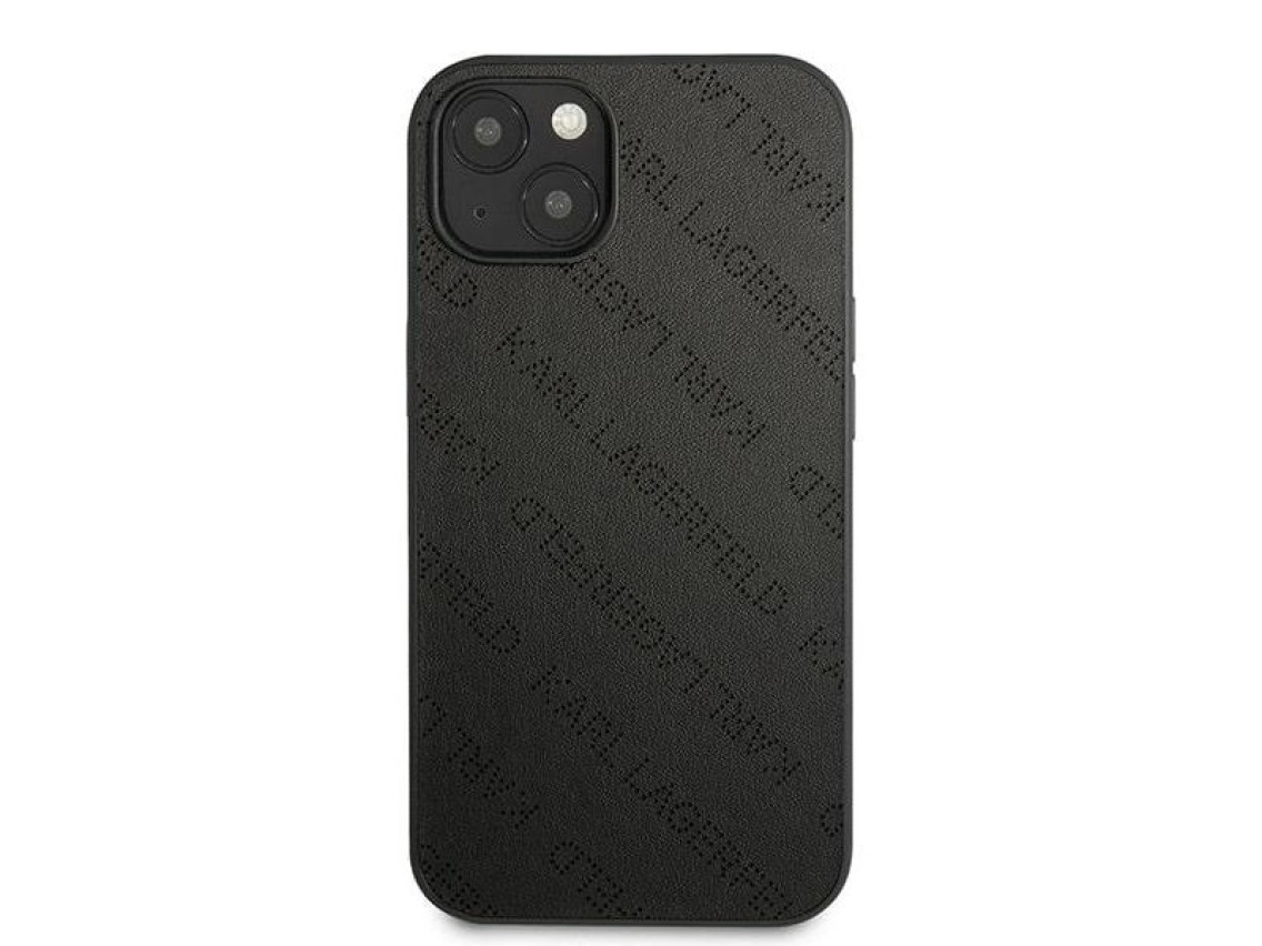 Capa r�gida Karl Lagerfeld KLHCP13SPTLK para iPhone 13 mini 5,4" preta com perfura��es em toda a sup