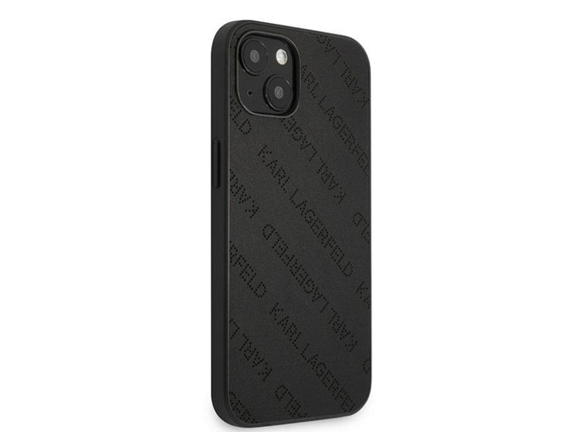 Capa r�gida Karl Lagerfeld KLHCP13SPTLK para iPhone 13 mini 5,4" preta com perfura��es em toda a sup