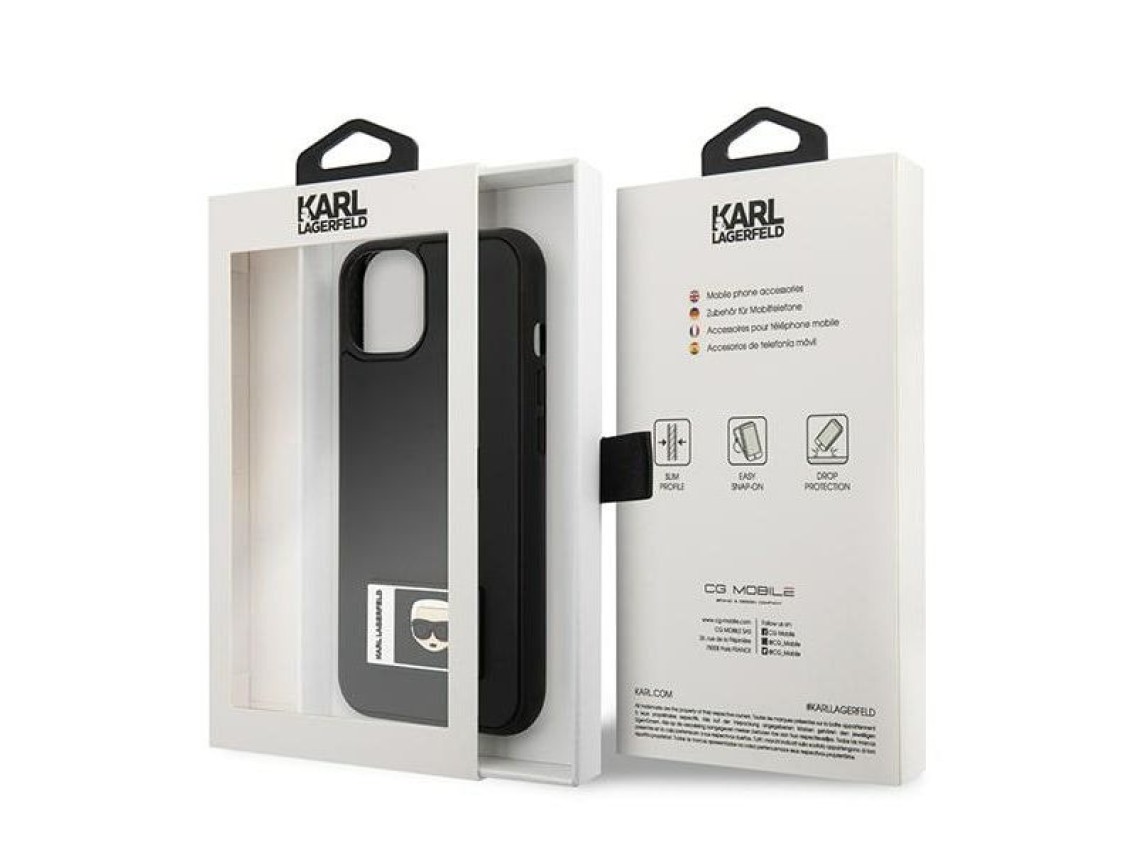 Karl Lagerfeld KLHCP13S3DKPK iPhone 13 mini 5,4" negro / funda rígida negra Ikonik Patch