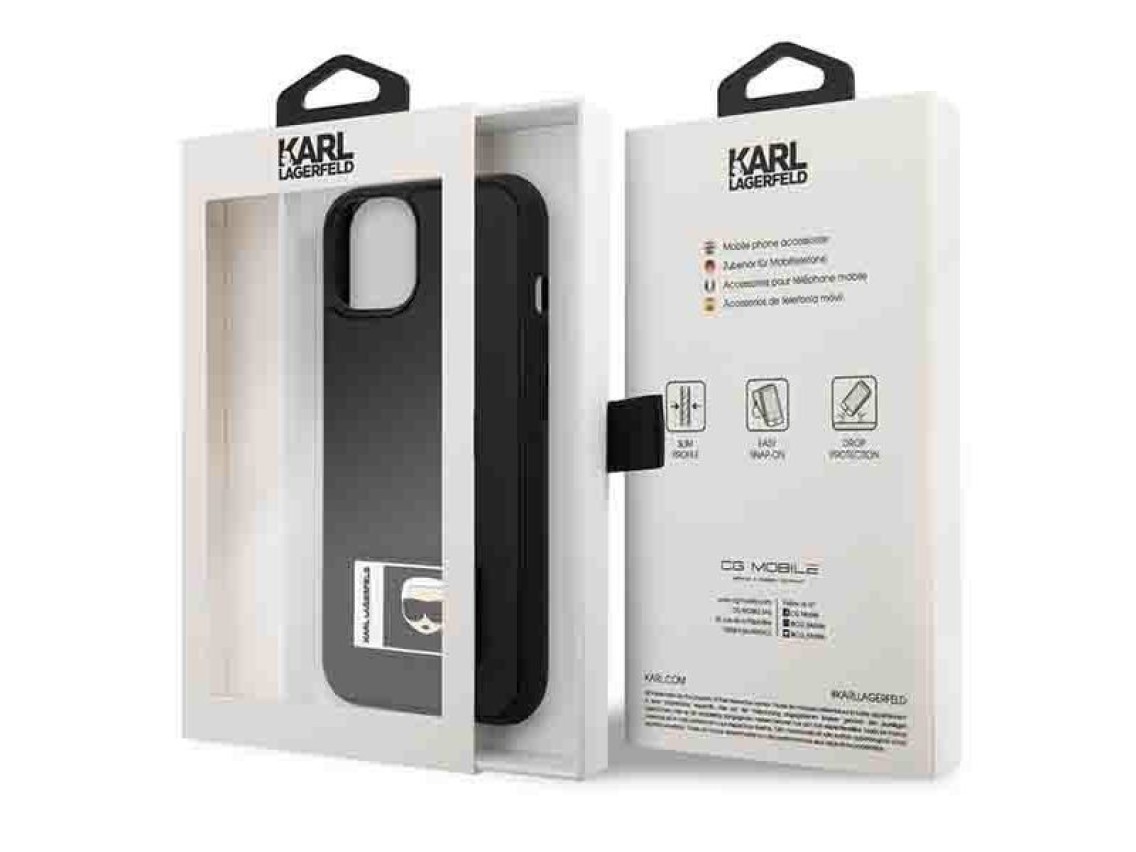 Capa Karl Lagerfeld Ikonik Patch para iPhone 13 - Preta