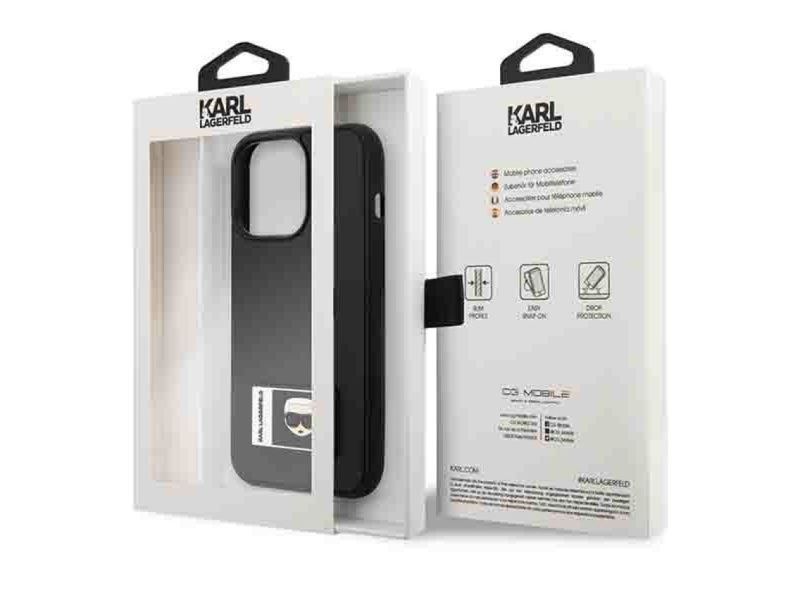 Funda Karl Lagerfeld Ikonik Patch para iPhone 13 Pro / iPhone 13 - Negra