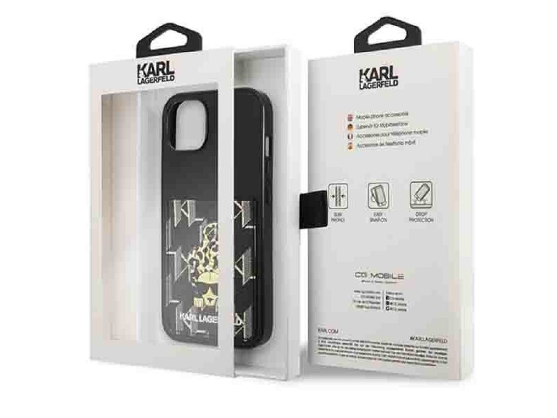 Capa Karl Lagerfeld Karlimals Cardslot para iPhone 13 - preta