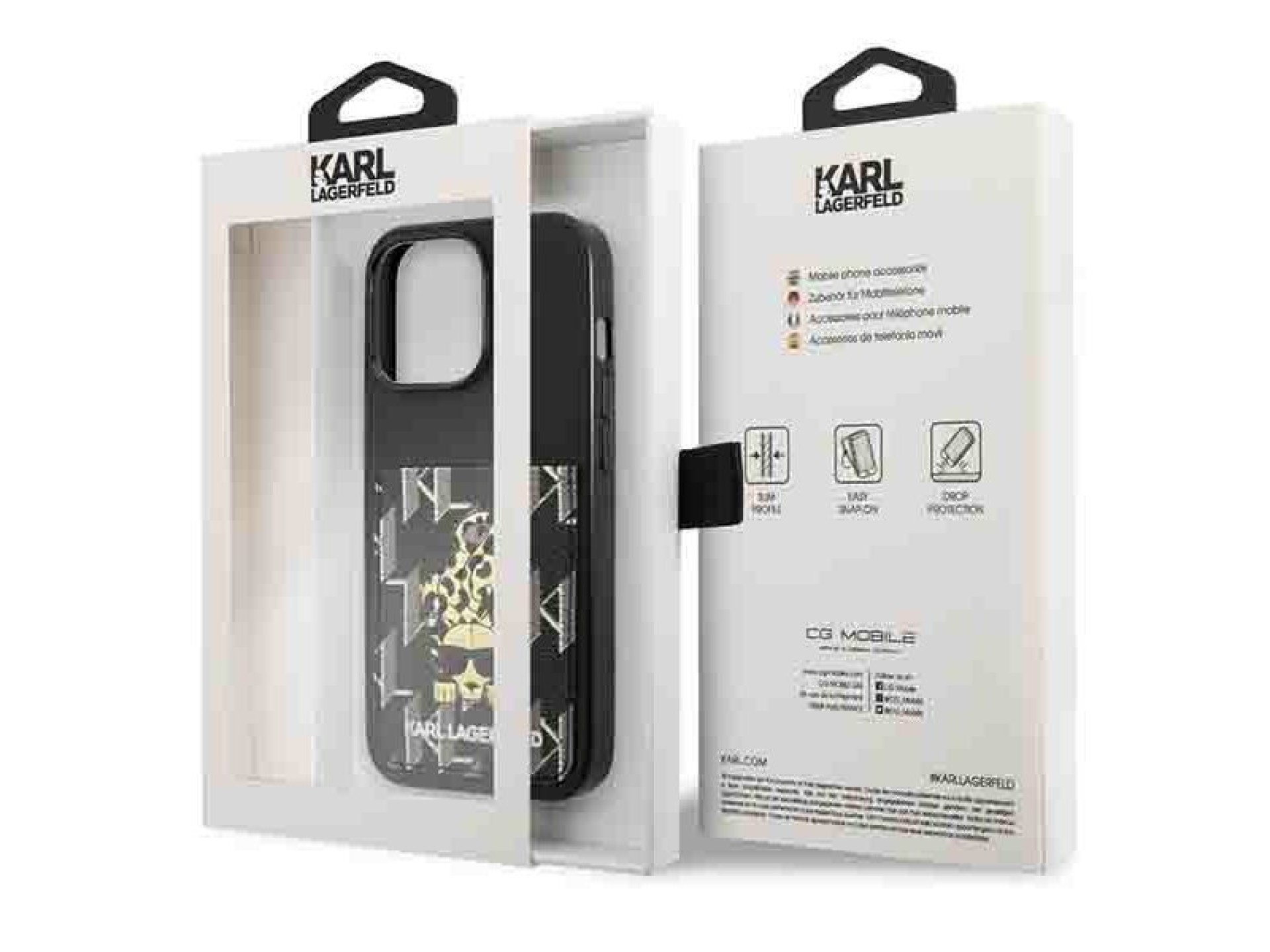 Capa Karl Lagerfeld Karlimals com compartimento para cartões para iPhone 13 Pro / iPhone 13 - preta